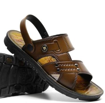 Summer Beach Shoes for Men: Soft Sole, Casual Outwear, Cowhide Sandals - Cool, Comfortable, and Fashionable Peep-Toe Options
