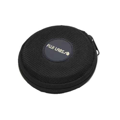 Top quality mini leather hard shell round earphone case with hook