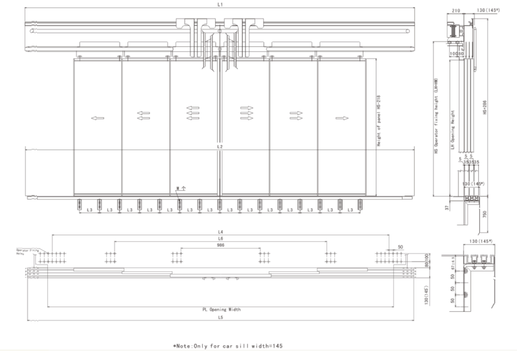 Six Panels Centre Opening Car Door(PL more than 3500)-drawing