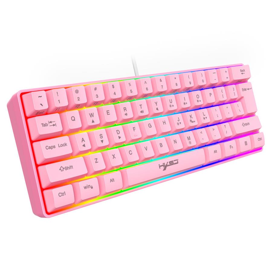 Roze verlichte stille mechanische gamingtoetsenbord