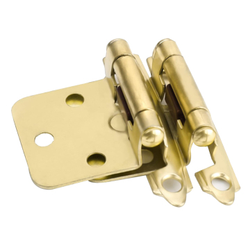 Brushed Brass Cupped Face Mount Cabinet Hinges for 1/2 Inch Overlay Kitchen Cabinets