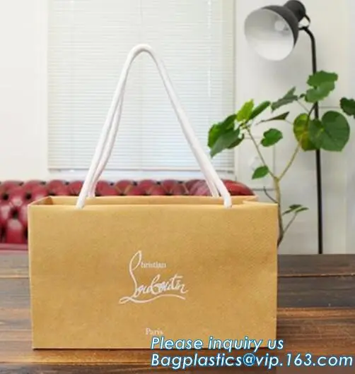 printed Fashion square kraft paper flower carrier bag, foldable flower paper cardboard retailer bag, brown paper carrier bag wit