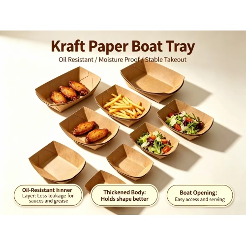 Nampan Perahu Makanan Bawa Pulang Kertas Kraft sekali pakai