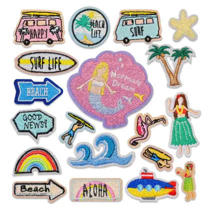 Summer Vacation Self-Adhesive Embroidered Patches for Clothing and Shoes