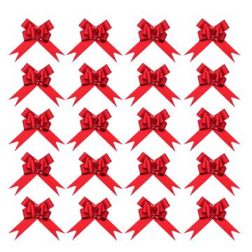 50Pcs 9cm Pull Bowknots with Snowflake Pattern Christmas Decorative Pull Bowknots Gift Box Pull Bows Bowknot Ribbon (Red)