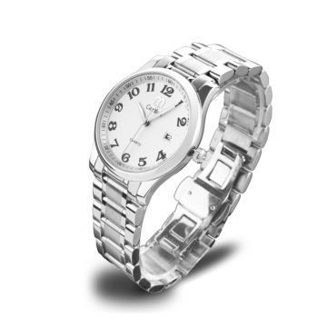 round steel case  simple dial quartz movement men watches