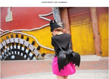 Hot Black Angle Wings Bat Lace Heart Backpack Gothic Punk Lolita Leather Bags 9