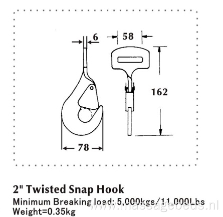 2 Inch Twisted Snap Flat Hook