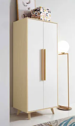 White Solid Wood Swing Door Wardrobe
