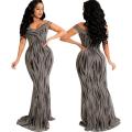 Dress Stripe Mermaid Evening Gown