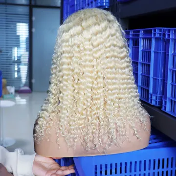 Wholesale Lace Closure Wigs Bob Blonde 613 100% Virgin Remy Human Hair Lace Front Wig With Closure,Bob Deep Curly Lace Front Wig