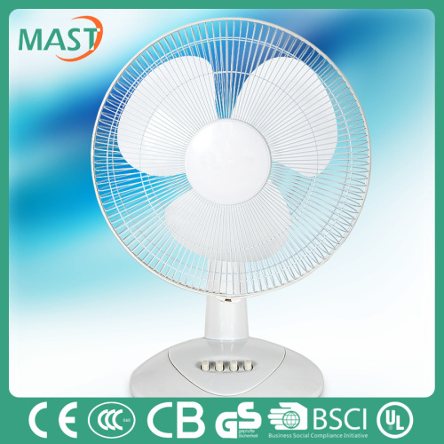 66*12mm aluminum white table fan with CE for office use in 2016