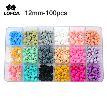 LOFCA 100pcs 12mm Silicone Lentil Beads Baby Teething Beads BPA-Free Food Grade Making Baby Oral Care Pacifier Chain Accessorise