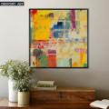 Kuning Abstract Canvas Cetak dengan Frame