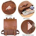 Vegan Leather Backpack Vintage Laptop Bookbag for Women Men, Brown Faux Leather Purse College School Weekend Travel Daypack