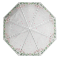 Paraguas plegable transparente con flor de hoja dibujada a mano