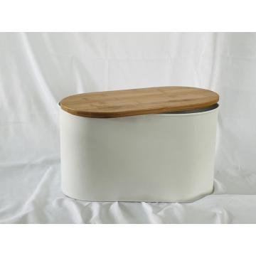 Oval galvanized wood lid bread box