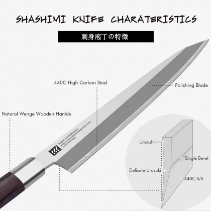 Professional 440C Japanese Kitchen Knives Set for Sashimi and Sushi