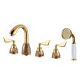 Golden 5 five-piece hole bath shower room tank room cold and hot mixed surface wash basin faucet