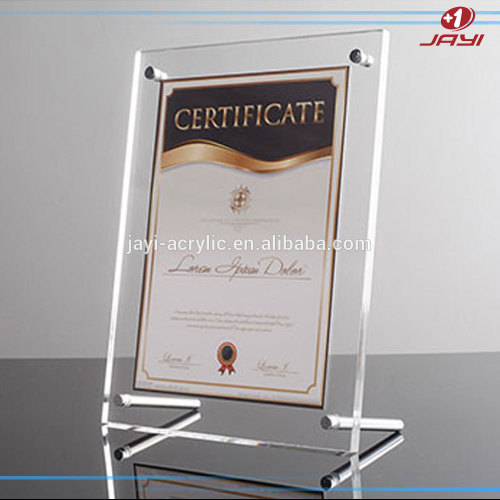 Alibaba china custom transparent frameless certificate a4 acrylic display