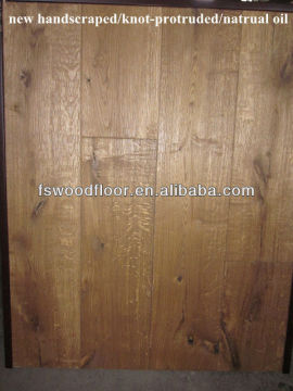 New hand scraped knot protruded natural oiled engineered oak flooring