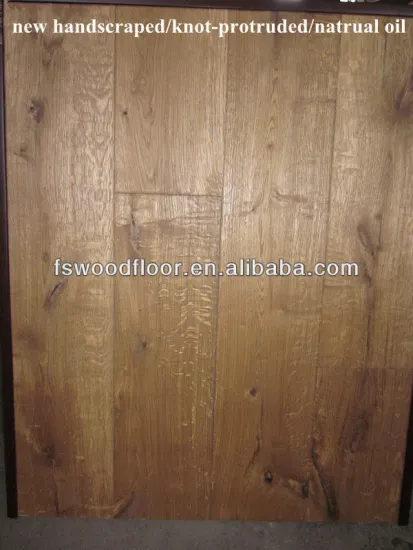 New hand scraped knot protruded natural oiled engineered oak flooring
