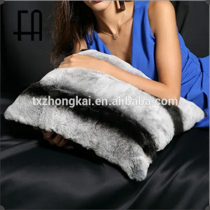 Factory direct wholesale price rex rabbit fur pillow case /real rex fur pillow cover