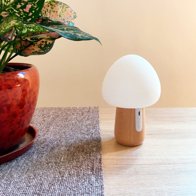 Wooden Multicolor Mushroom Led remote controller lamp USB Rechargeable Night Light For Holiday Gifts