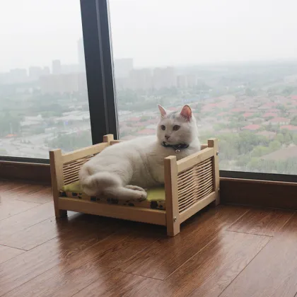 Elevated Wooden Pet Nest Dog Pet Bed