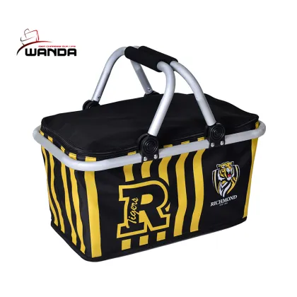 Flexible collapsible whole foods basket insulated cooler bag