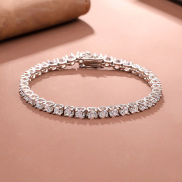 15-20cm 3.5mm 0.2ct Mix Fashion Jewelry 925 Silver Round Cut VVS Moissanite Tennis Bracelet and Chain Set