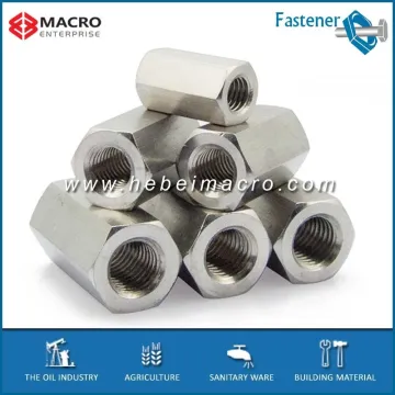 stainless steel material hex long nut for threaded rods