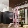 キャットツリータワースクラッチパッド高級木製屋内多層クライミングコンドミニアムスリーピングネストアクティビティセンターモダンカートン