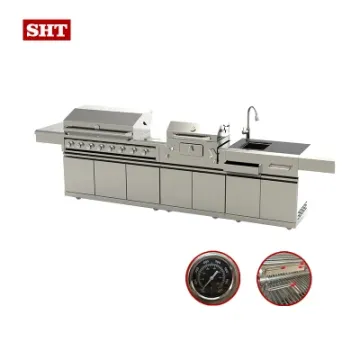 Modern Outdoor Kitchen Island Cabinet Grill for Garden BBQ