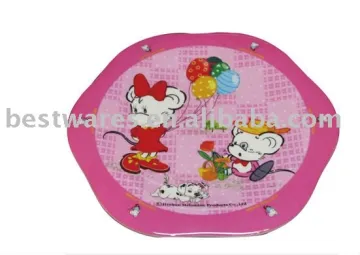 2015 Newest design pink cartoon pattern melamine plates kids