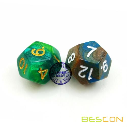 Polyhedral Swirled Two-tone Gemini Dice