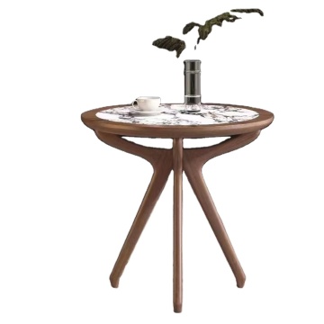 Elegant Solid Wood Frame Marble Top Tea Table