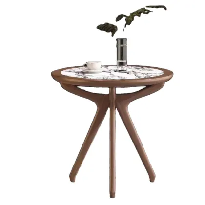 Elegant Solid Wood Frame Marble Top Tea Table