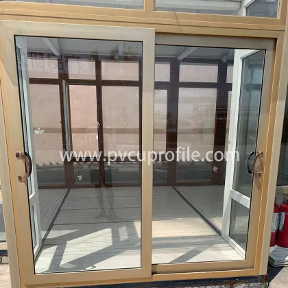 Tempered Glass Lockable Handle UPVC Stacking Sliding Glass Doors
