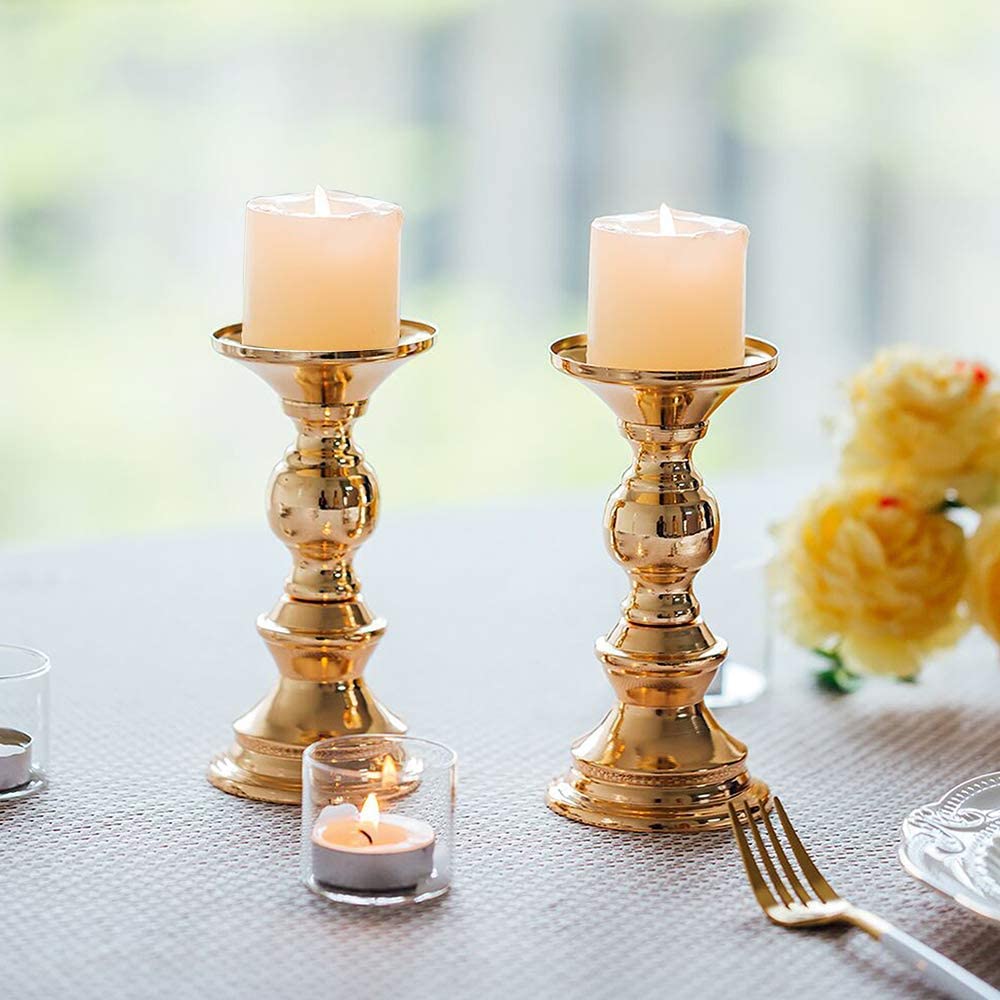 Brass Gold Candlestick Holder Set