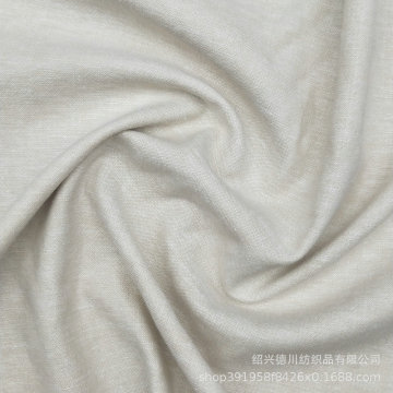 Tessuto beige tinto in filo di cotone lino naturale