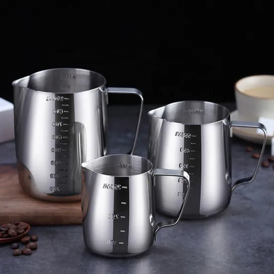 Milk Frothing Jug Stainless Steel Pitcher for Latte and Coffee