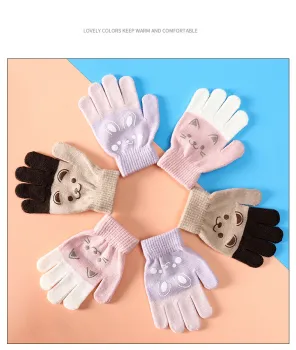 Cheap Cute Knitted Warm Winter Gloves for Kids