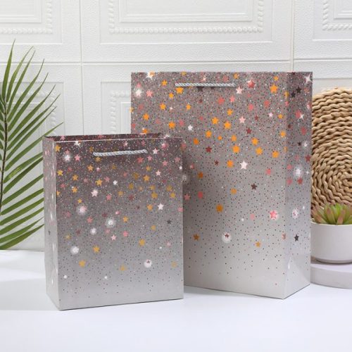 Logo Printed Recyclable Kraft twinkling star Paper Bags