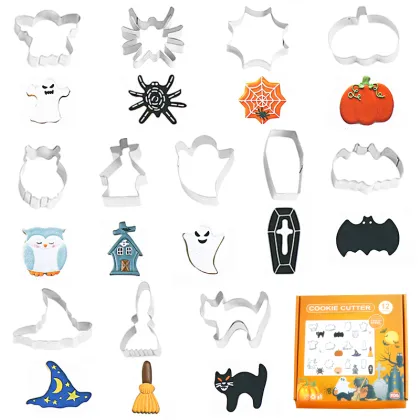 Halloween Cookie Cutters Set: 12Pcs Stainless Steel Baking Tools for Cookie and Cake Decorating