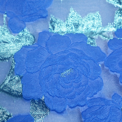 Brokat Jacquard Bunga Biru Hijau untuk Gaun