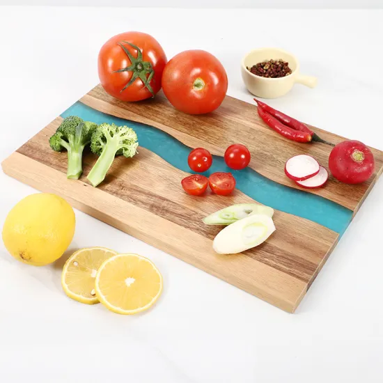 Natural Acacia Wood Luxury Charcuterie Board: A Handmade Resin Cheese Board for Elegant Food Presentation