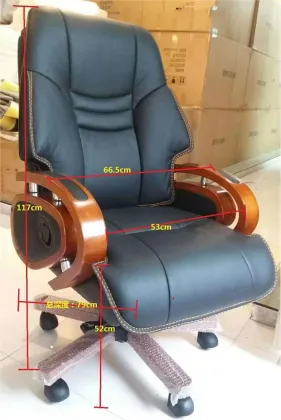 Oak Office Chair Genuine Leather Chair Luxury Executive Chair