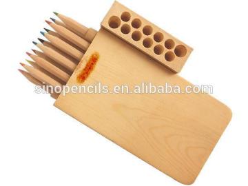 12pcs wooden pencil into wood box OEM pencil