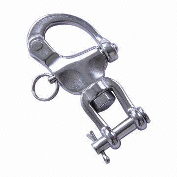 Stainless steel swivel jaw snap shackle, polished surface